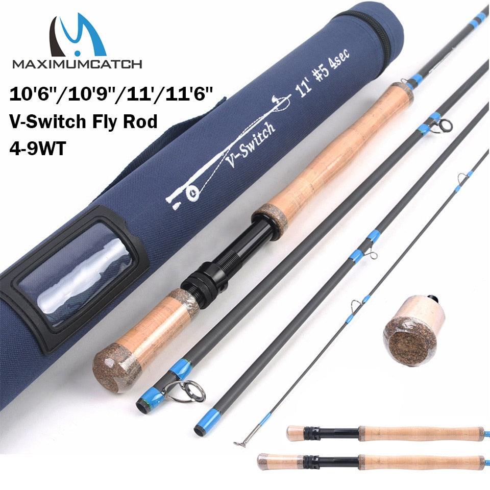 Maximumcatch 10'6''/10'9''/11'/11'6'' 4-9WT Switch Fly Rod With Changable Fighting Butts With Cordura Tube Fly Fishing Rod