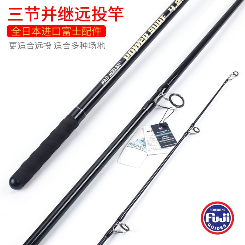 MADMOUSE 2017 NEW Model Japan Quality Full Fuji Surf Rod 4.20M  46T high-carbon 3 Sections 100-250g Surf casting rods