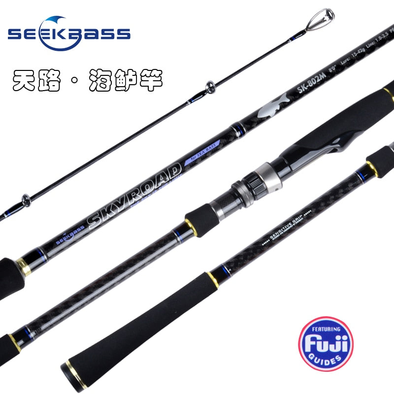 SeekBass carbon Lure rod M spinning handle full fuji guides reel seat TORAY40T carbon DURAFLOT fishing rod 2.4/2.7m Sea bass rod
