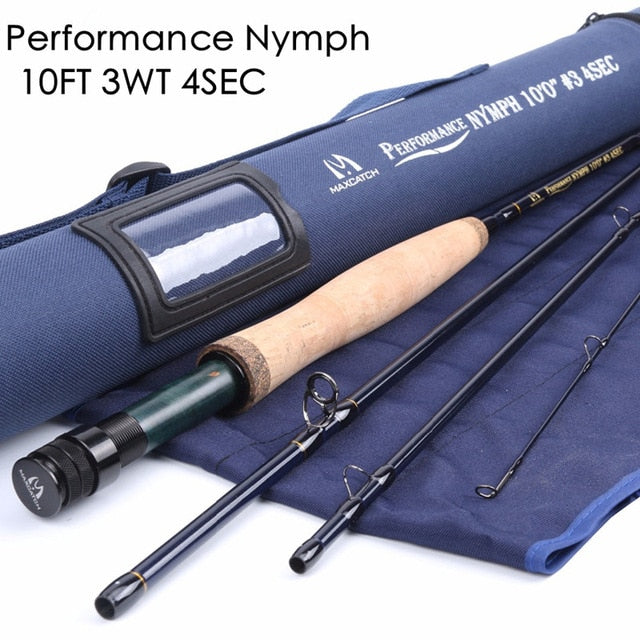 Maximumcatch 10FT-11FT 2/3/4WT 4Sec Nymph Fly Fishing Rod IM10 Graphite Carbon Fiber Fast Action Fly Rod with Nymph Line