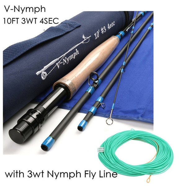 Maximumcatch 10FT-11FT 2/3/4WT 4Sec Nymph Fly Fishing Rod IM10 Graphite Carbon Fiber Fast Action Fly Rod with Nymph Line
