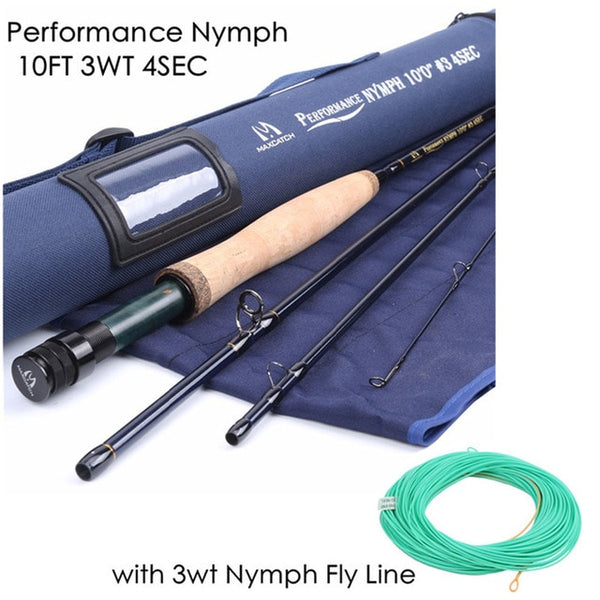 Maximumcatch 10FT-11FT 2/3/4WT 4Sec Nymph Fly Fishing Rod IM10 Graphite Carbon Fiber Fast Action Fly Rod with Nymph Line