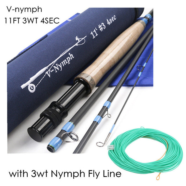 Maximumcatch 10FT-11FT 2/3/4WT 4Sec Nymph Fly Fishing Rod IM10 Graphite Carbon Fiber Fast Action Fly Rod with Nymph Line