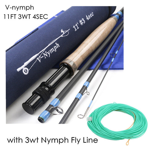 Maximumcatch 10FT-11FT 2/3/4WT 4Sec Nymph Fly Fishing Rod IM10 Graphite Carbon Fiber Fast Action Fly Rod with Nymph Line
