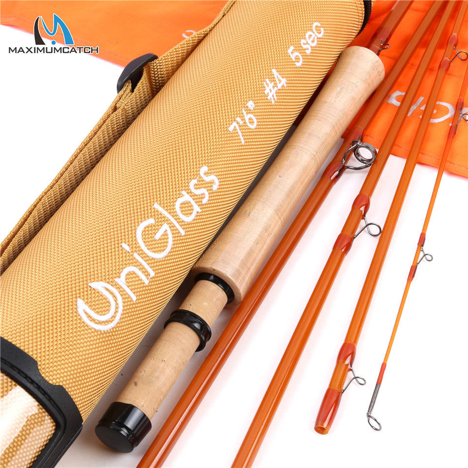 Maximumcatch 7.6FT/8FT 3wt/4wt/5wt Transparent Fiberglass Fly Fishing Rod with Cordura Tube