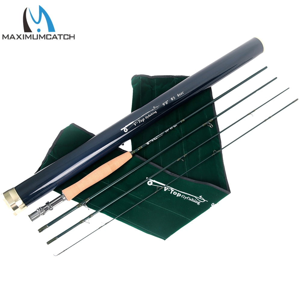 Maximumcatch Fly Rod 40T+46T SK Carbon Fast Action AAAA Cork Handle With Aluminium Tube Fly Fishing Rod 5/6/8WT 9FT