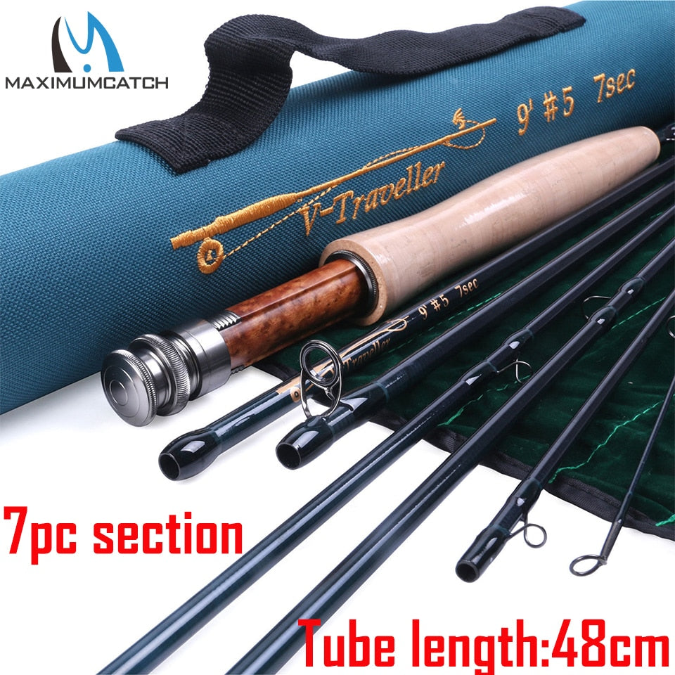 Maximumcatch Traveller Fly Fishing Rod 7sec IM10 30T+40T Carbon Fiber Fast Action with Cordura Tube For Travel 4/5/6/7/8/9WT