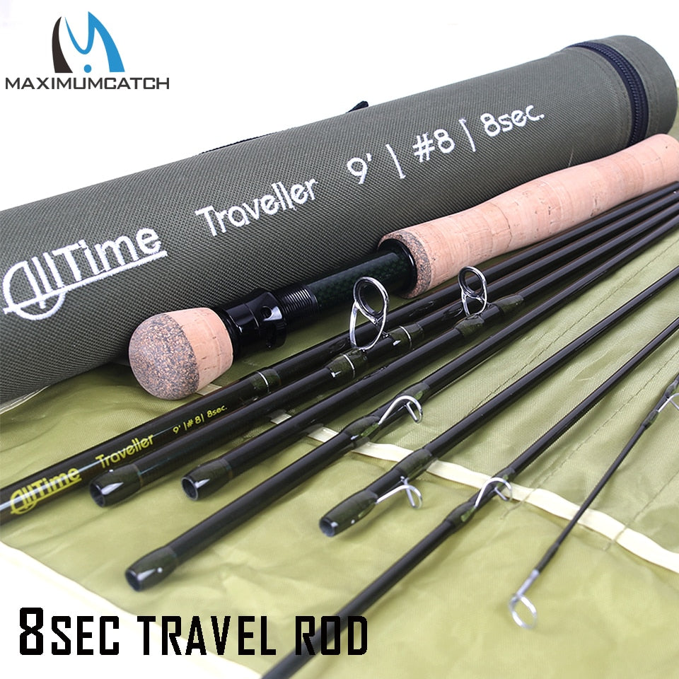 Maximumcatch Travel Fly Fishing Rod 8 Sections Pure 30T Carbon Fiber Moderate Fast Action With 43cm Coudura Rod Tube 4/5/8 WT